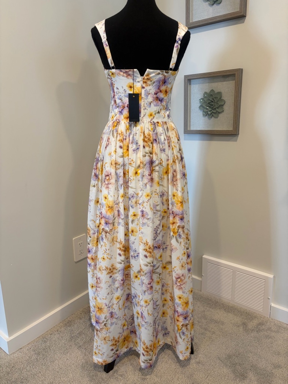 Aqua Blu Floral Cotton & Silk Wedding Guest Formal Dress With Pockets NWT! - Picture 4 of 16